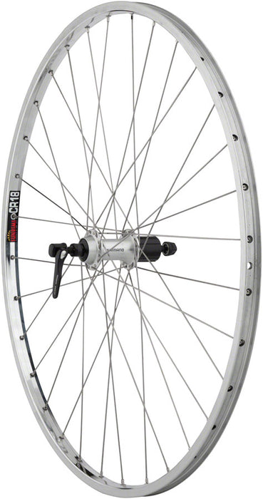 Quality Wheels CR-18 Rear Wheel - 27", QR x 130mm, Rim Brake, HG 10, Polished/Silver, Clincher, 32H