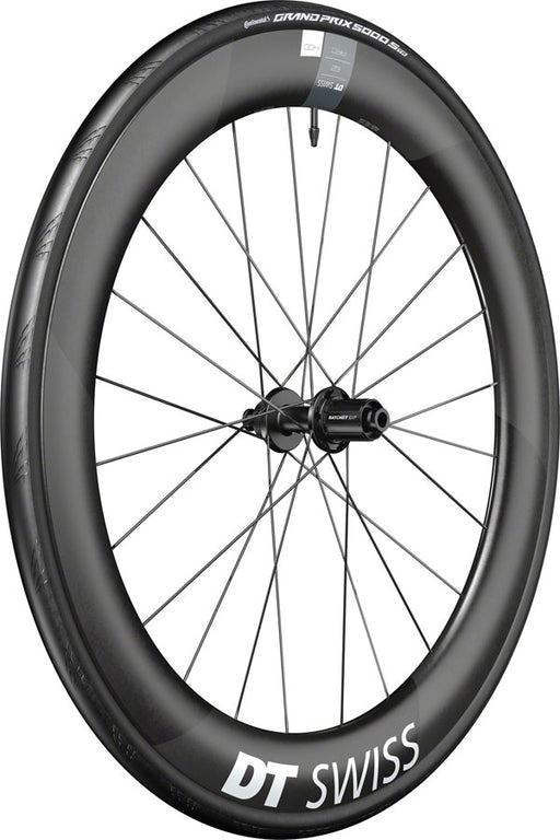 DT Swiss ARC 1400 DiCut 62 Rear Wheel - 700, 12 x 142mm, Center-Lock, HG11 Road/XDR, Ratchet EXP 36, Black, WTS w/Grand Prix 5000 STR Tire