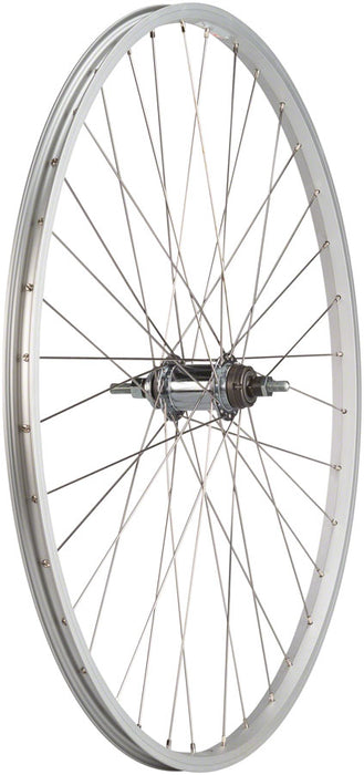 Quality Wheels Value Single Wall Series Coaster Brake Rear Wheel - 700c, 3/8" x 124mm, Coaster Brake, 3 Prong Cog, Silver, 36H