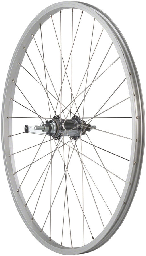 Quality Wheels Value Single Wall Series Coaster Brake Rear Wheel - 26", 3/8" x 124mm, Coaster Brake, 3 Prong Cog, Silver, 36H
