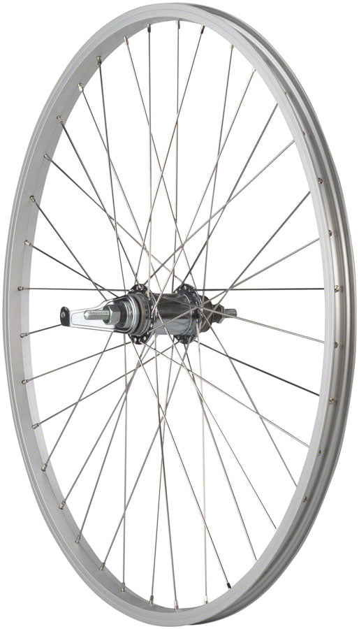Quality Wheels Value Single Wall Series Coaster Brake Rear Wheel - 26", 3/8" x 124mm, Coaster Brake, 3 Prong Cog, Silver, 36H