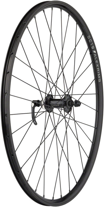 Quality Wheels Value Double Wall Series Rim+Disc Front Wheel - 26", QR x 100mm, Center-Lock /Rim Brake, Black, Clincher, 32H