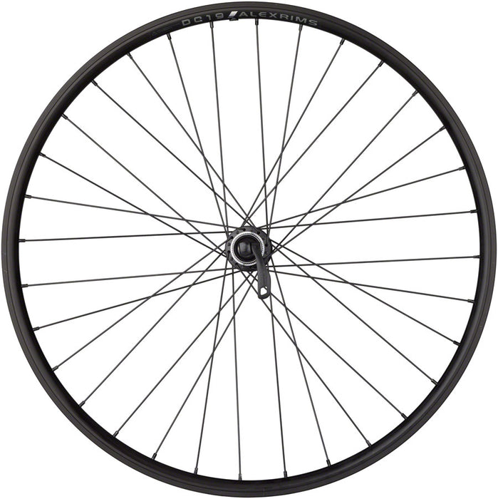 Quality Wheels Value Double Wall Series Rim+Disc Front Wheel - 26", QR x 100mm, Center-Lock /Rim Brake, Black, Clincher, 32H