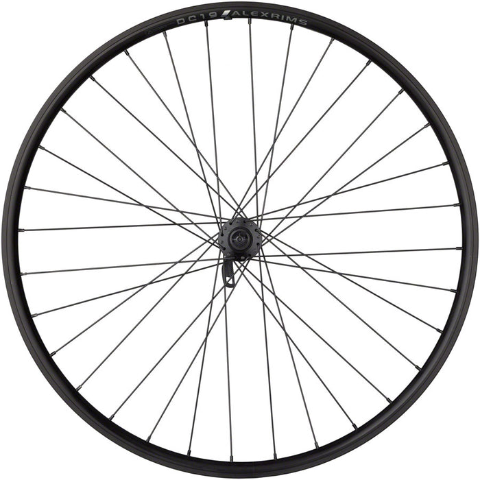 Quality Wheels Value Double Wall Series Rim+Disc Front Wheel - 26", QR x 100mm, Center-Lock /Rim Brake, Black, Clincher, 32H