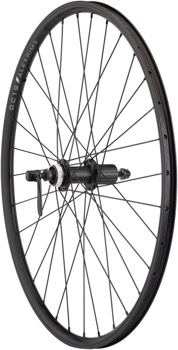 Quality Wheels Value Double Wall Series Rim+Disc Rear Wheel - 26", QR  x 135mm, Center-Lock/Rim Brake, HG10, Black, Clincher, 32H