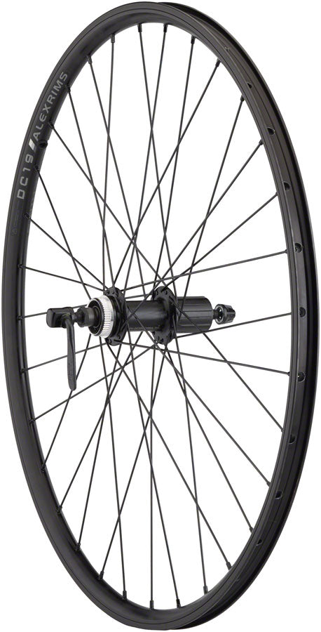 Quality Wheels Value Double Wall Series Rim+Disc Rear Wheel - 26", QR  x 135mm, Center-Lock/Rim Brake, HG10, Black, Clincher, 32H