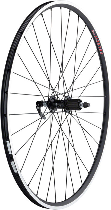 Quality Wheels 105/Velocity A23 Rear Wheel - 700, QR x 130mm, Rim Brake, HG 11 Road, Black, Tubeless-Ready Clincher, 32H