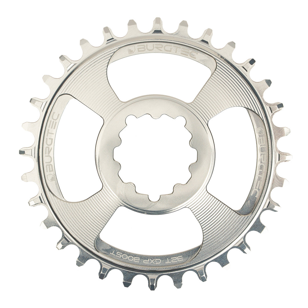 Burgtec GXP Boost 3mm Thick Thin chainring, 32T - Rhodium Silv
