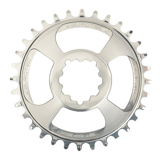 Burgtec GXP Boost 3mm Thick Thin chainring, 32T - Rhodium Silv
