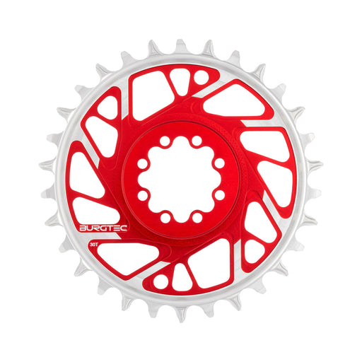 Burgtec 3mm Offset Thick Thin Chainring SRAM 8-Bolt, 30T, Red