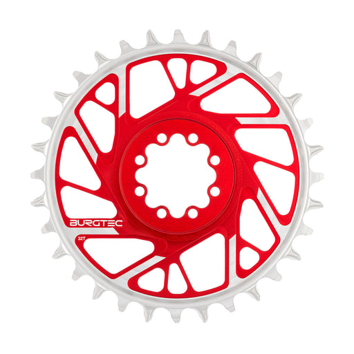 Burgtec 3mm Offset Thick Thin Chainring SRAM 8-Bolt, 32T, Red