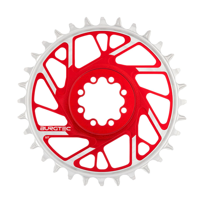 Burgtec 3mm Offset Thick Thin Chainring SRAM 8-Bolt, 32T, Red