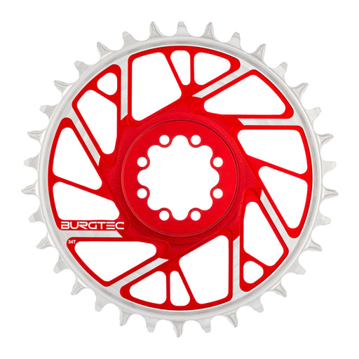 Burgtec 3mm Offset Thick Thin Chainring SRAM 8-Bolt, 34T, Red