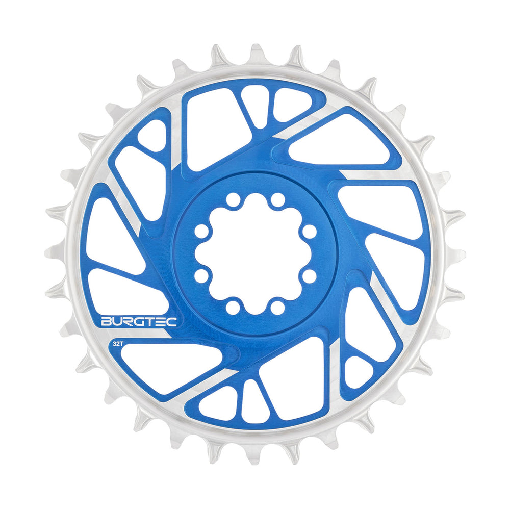 Burgtec 3mm Offset Thick Thin Chainring SRAM 8-Bolt, 32T, Blue