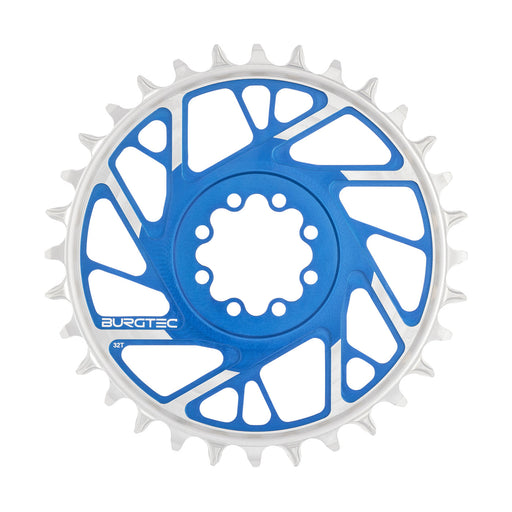Burgtec 3mm Offset Thick Thin Chainring SRAM 8-Bolt, 32T, Blue