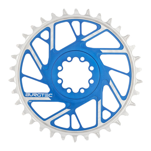 Burgtec 3mm Offset Thick Thin Chainring SRAM 8-Bolt, 34T, Blue
