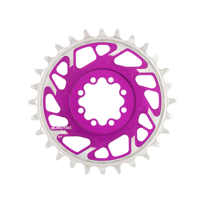 Burgtec 3mm Offset Thick Thin Chainring SRAM 8-Bolt, 28T, Purp