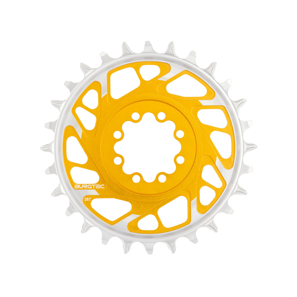 Burgtec 3mm Offset Thick Thin Chainring SRAM 8-Bolt, 28T, Gold