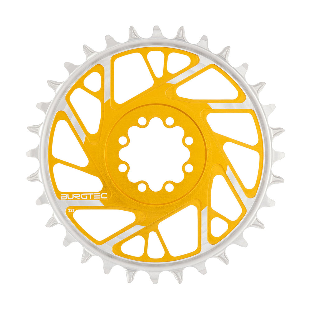 Burgtec 3mm Offset Thick Thin Chainring SRAM 8-Bolt, 32T, Gold