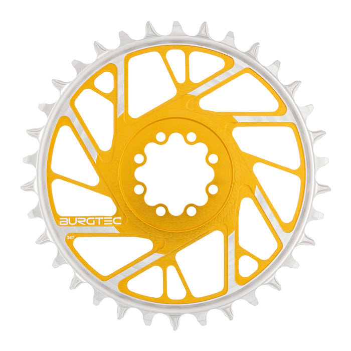 Burgtec 3mm Offset Thick Thin Chainring SRAM 8-Bolt, 34T, Gold