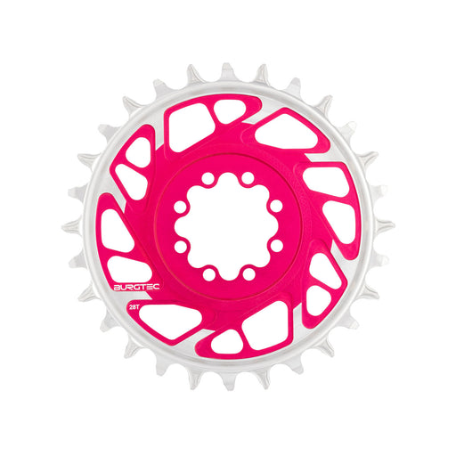 Burgtec 3mm Offset Thick Thin Chainring SRAM 8-Bolt, 28T, Pink