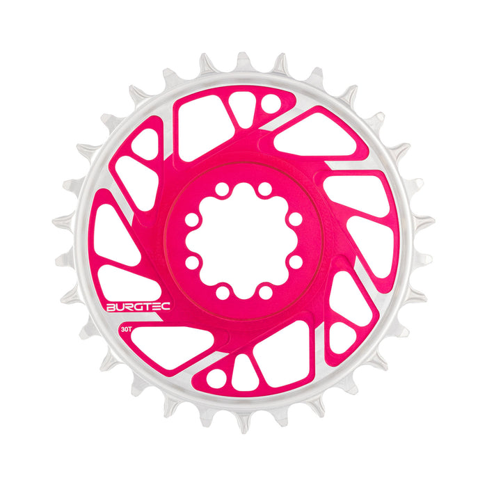 Burgtec 3mm Offset Thick Thin Chainring SRAM 8-Bolt, 30T, Pink