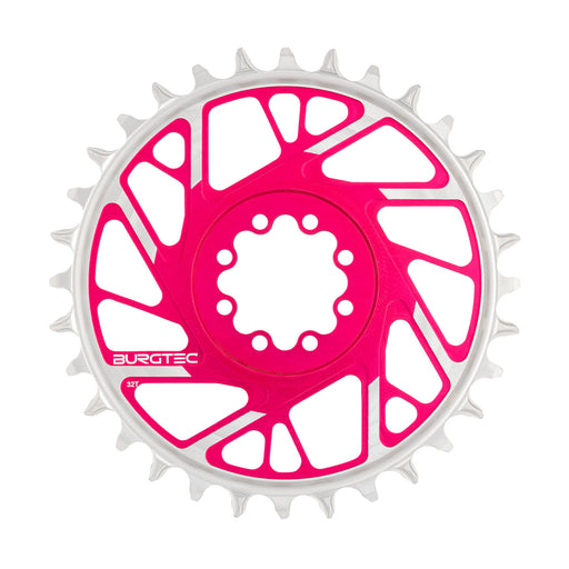 Burgtec 3mm Offset Thick Thin Chainring SRAM 8-Bolt, 32T, Pink