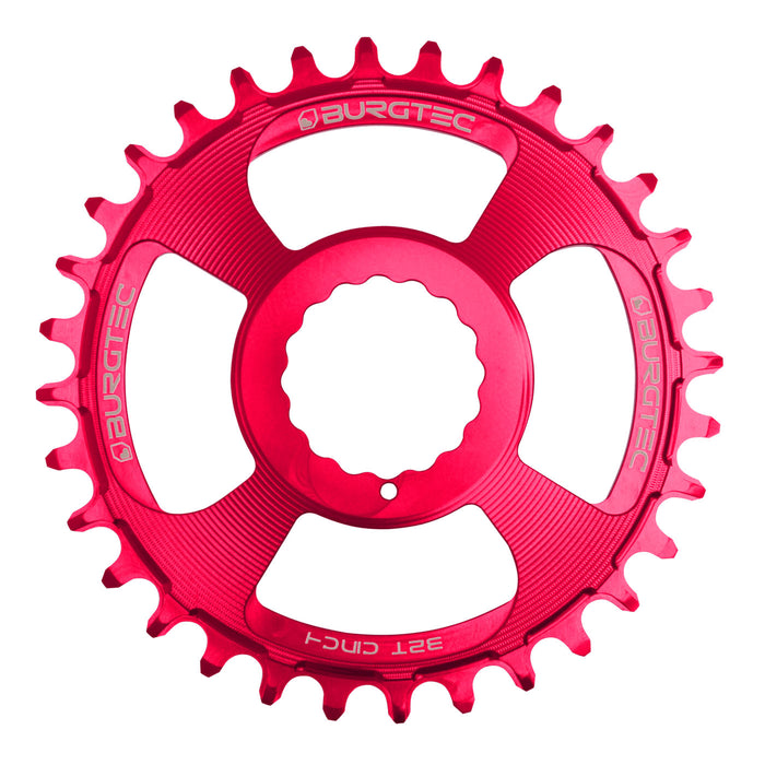 Burgtec Cinch Thick Thin Chainring, 32T, Toxic Pink