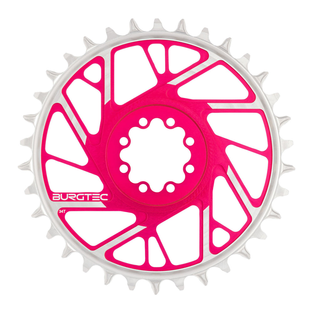 Burgtec Cinch Thick Thin Chainring, 32T, Toxic Pink