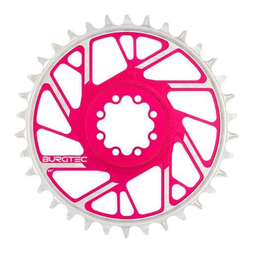 Burgtec Cinch Thick Thin Chainring, 32T, Toxic Pink