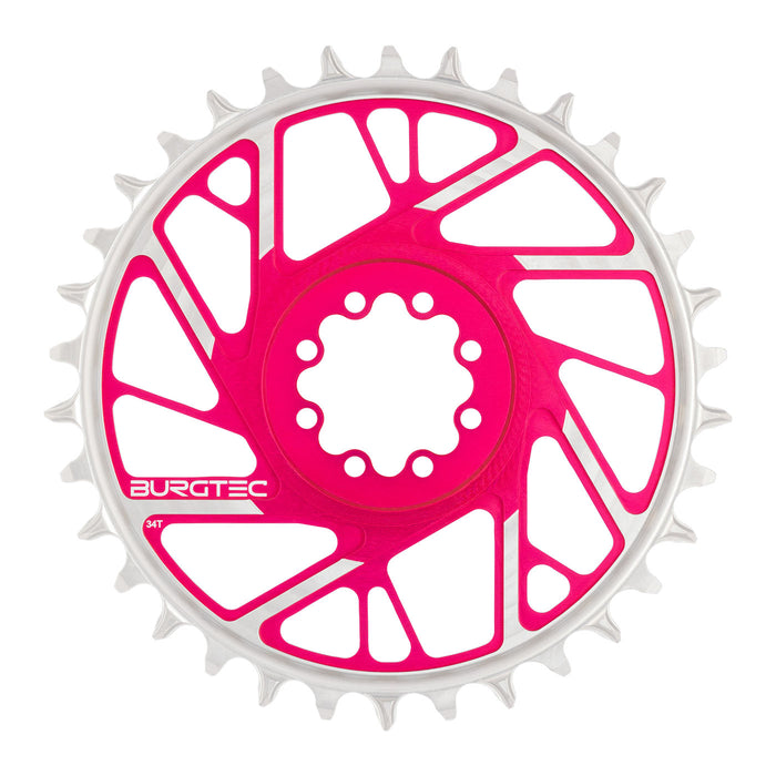 Burgtec Cinch Thick Thin Chainring, 32T, Toxic Pink