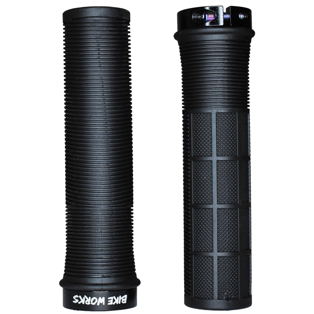 Bike Works CO Lock-On Waffle Grips, Pair, Black