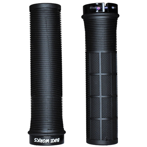Bike Works CO Lock-On Waffle Grips, Pair, Black