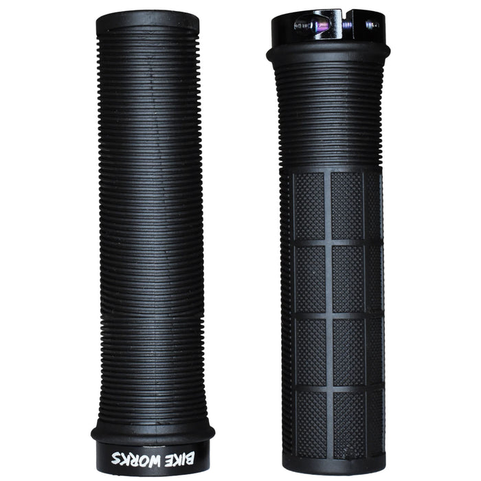 Bike Works CO Lock-On Waffle Grips, Pair, Black