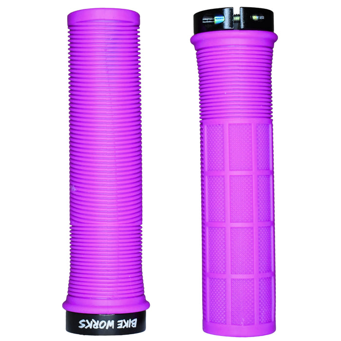 Bike Works CO Lock-On Waffle Grips, Pair, Purple