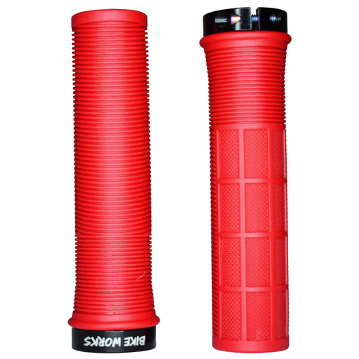 Bike Works CO Lock-On Waffle Grips, Pair, Red