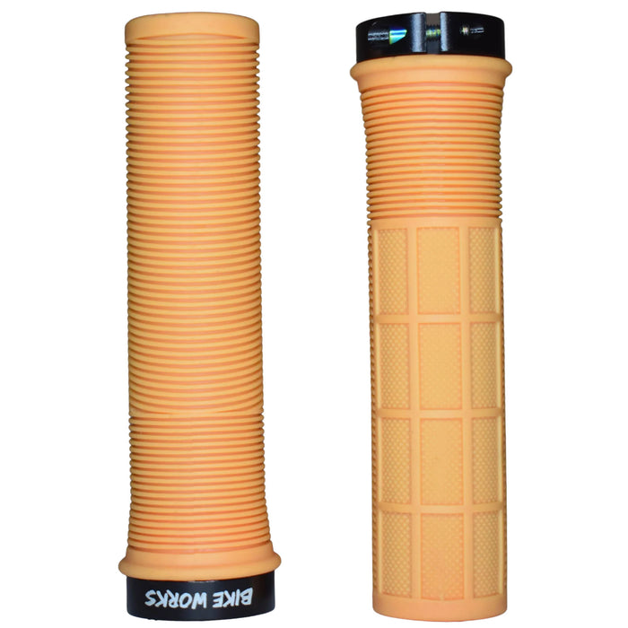 Bike Works CO Lock-On Waffle Grips, Pair, Tan