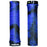 Bike Works CO Lock-On Waffle Grips, Pair, Blue/Black Swirl