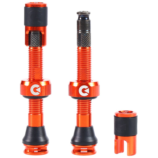 Clik Clik Tubeless Valve Set, 40mm Clik, Pair, Orange