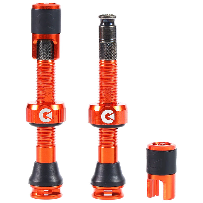Clik Clik Tubeless Valve Set, 40mm Clik, Pair, Orange