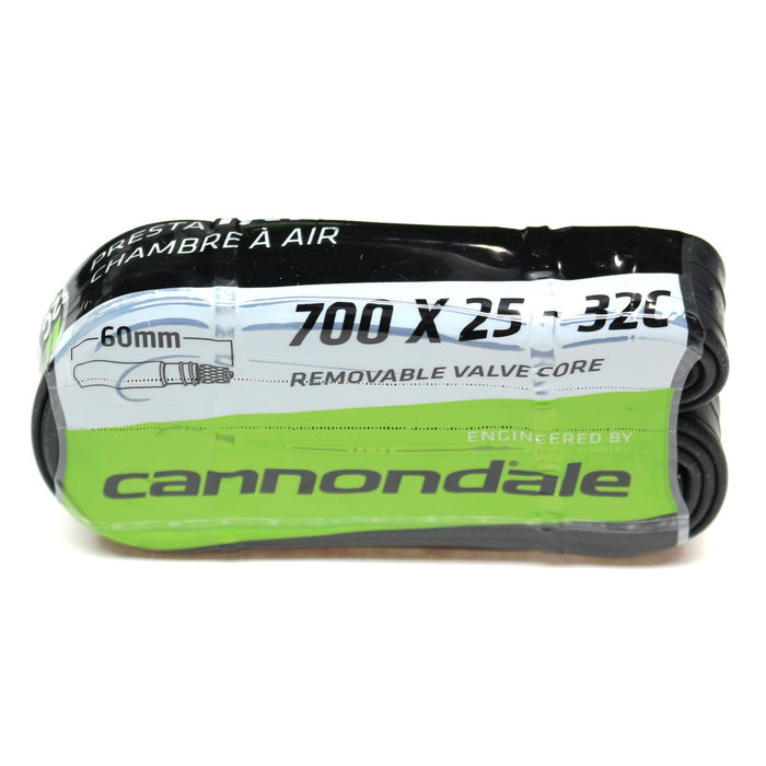 Cannondale 700c x 25 - 32c w/ 60mm Presta - Black Valve w/ Removable Core Valve Bicycle Inner Tube Single