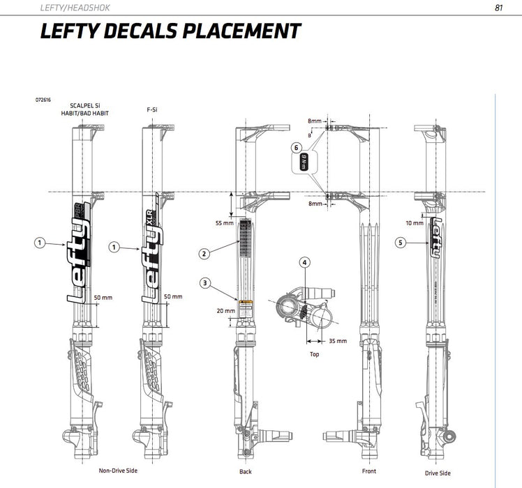 Cannondale Lefty 2.0 PBR 100 29 F-Si Silver Metallic/Red Decal Set