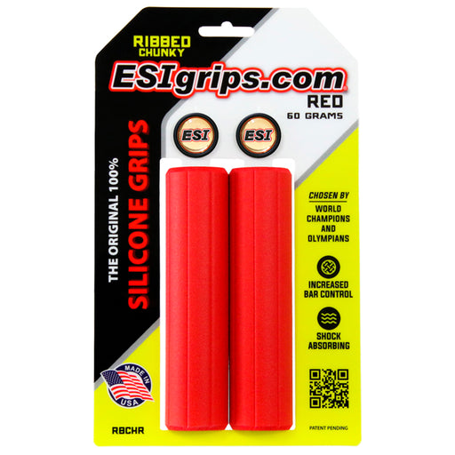 ESI grips MTB Ribbed Chunky Silicone Grips, Red