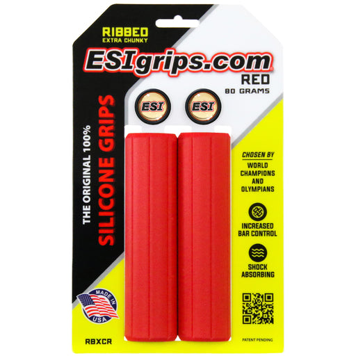 ESI grips MTB Ribbed Extra Chunky Silicone Grips, Red