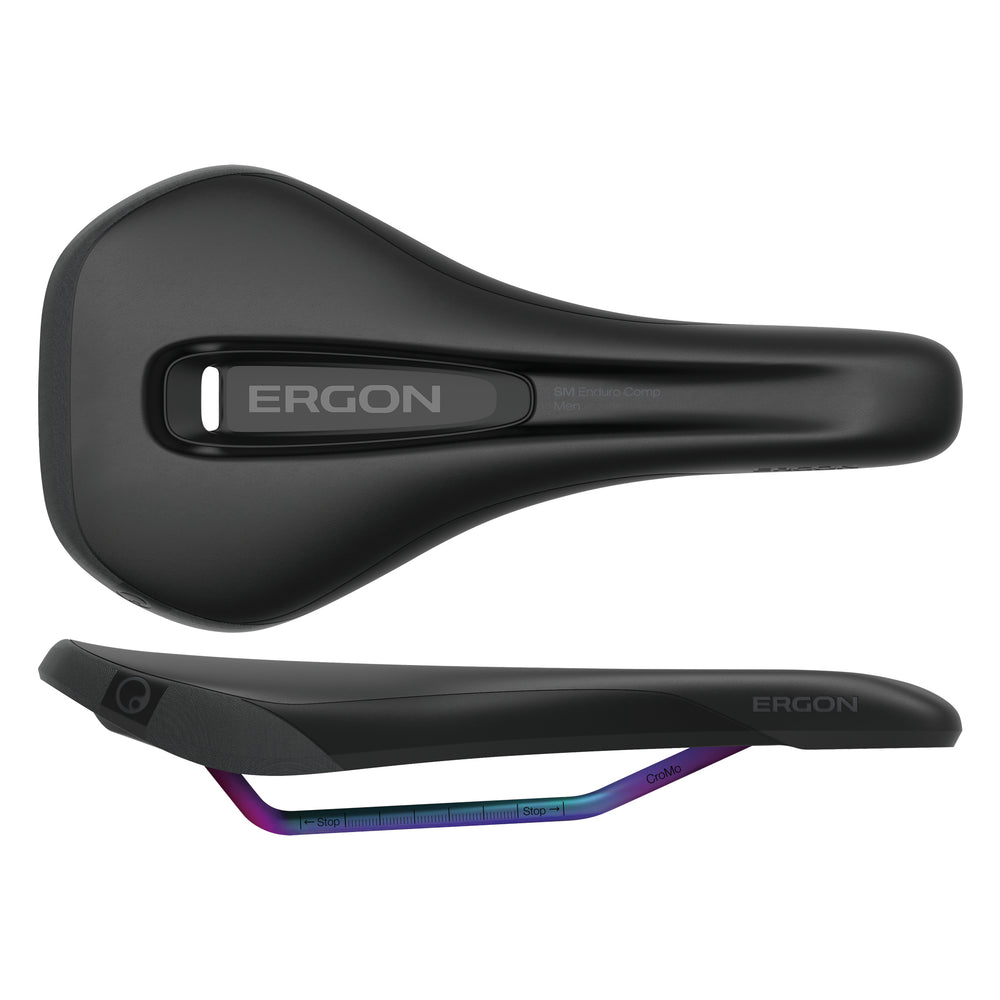 Ergon SM Enduro Comp Saddle, S/M - Stealth w/ Oil Slick Rails