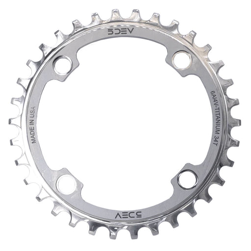 5Dev 104 BCD Titanium Chainrings, 32T - Raw/Silver