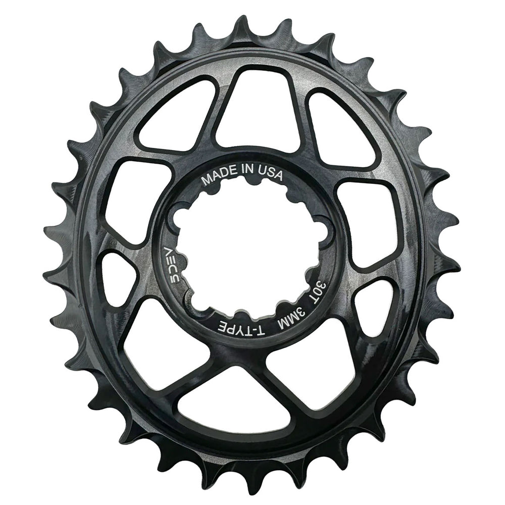 5Dev T-Type Oval 3-Bolt Chainring, 3mm Offset, 32T - Black