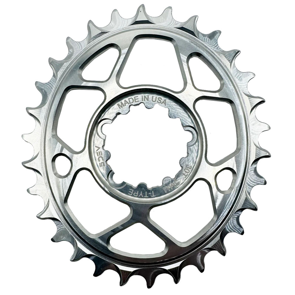 5Dev T-Type Oval 3-Bolt Chainring, 3mm Offset, 30T - Silver