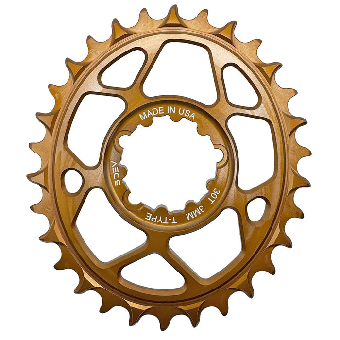 5Dev T-Type Oval 3-Bolt Chainring, 3mm Offset, 30T - Kash