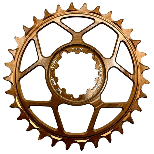 5Dev T-Type 3-Bolt Chainring, 3mm Offset, 30T - Kash